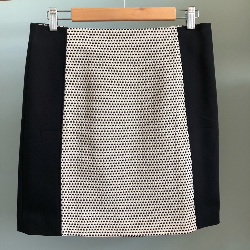 Loft Black & Off-white Color Block Panel Skirt